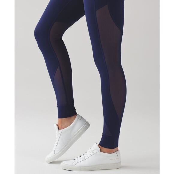 Lululemon Hot Like Agni Mesh Side Leggings Women's Full Length Blue Size 4 - Picture 1 of 4